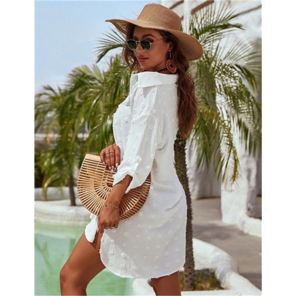 Womens Swimsuit Coverups White Chiffon Bikini Swimwear Beach Cover Up Dress